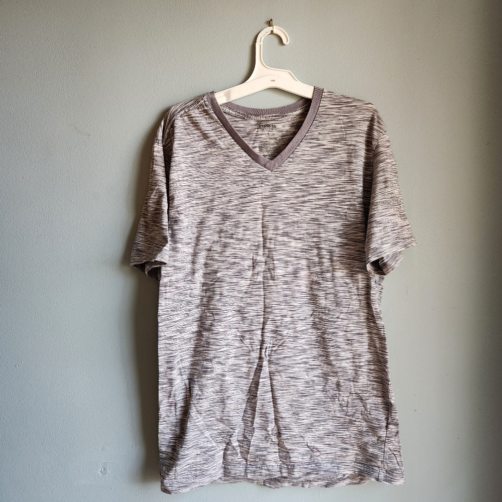 Mens gray stretch Express v-neck Large t-shirt